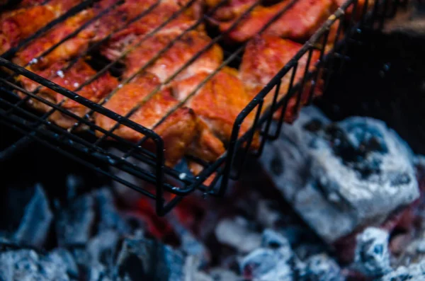 Grillen Förberedd Grillen Rök Från Elden — Stockfoto