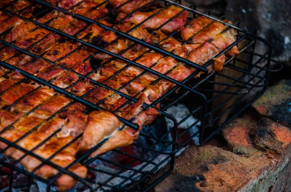 Grillen Förberedd Grillen Rök Från Elden — Stockfoto