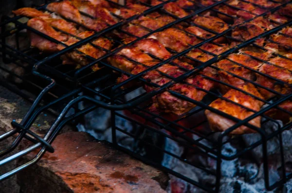 Barbecue Prepared Grill Smoke Fire — Stock Photo, Image