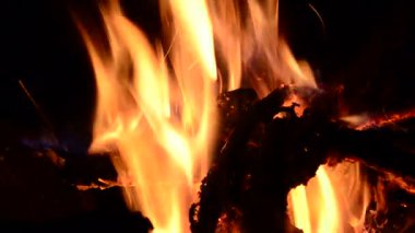 Şöminede yanan odun.