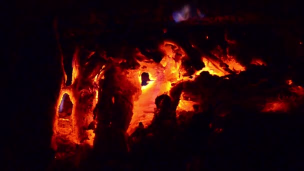 Dřevo Hořící Krbu — Stock video