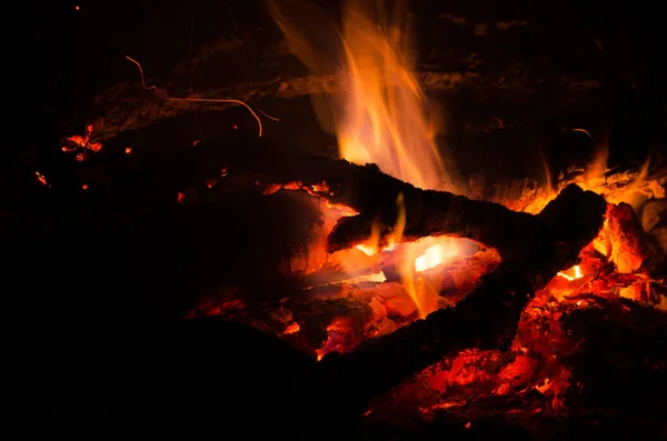 Κάρβουνα Καίγονται Φωτιά Από Σκληρό Ξύλο — Φωτογραφία Αρχείου