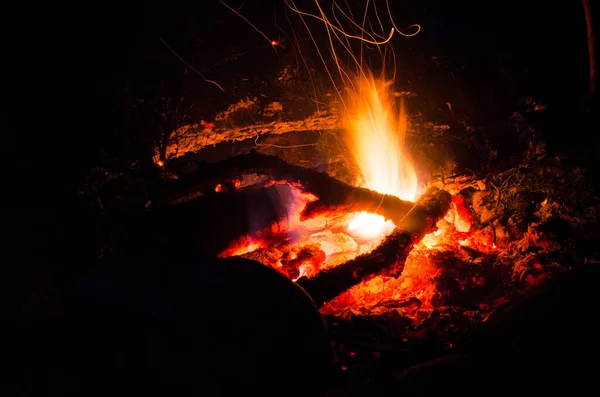 Parázs Éget Egy Keményfa Tűz — Stock Fotó