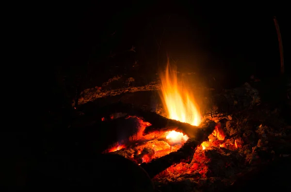 Embers Burn Hardwood Fire — Stock Photo, Image