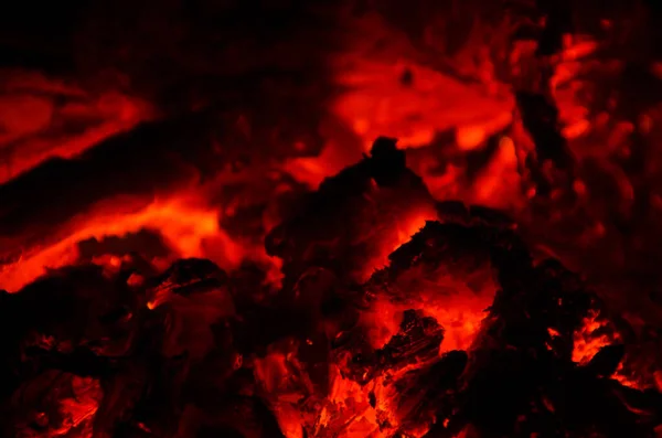 Uhlí Shoří Ohni Tvrdého Dřeva — Stock fotografie