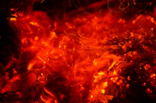 Parázs Éget Egy Keményfa Tűz — Stock Fotó