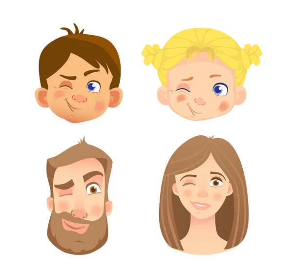 Emotions of human face. Set of human faces expressing emotions. Vector illustration