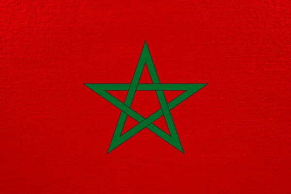 Morocco flag on canvas. Patriotic background. National flag of Morocco