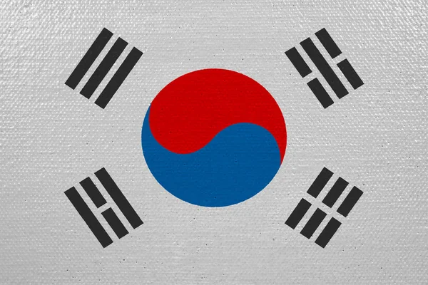 South korea flag on canvas. Patriotic background. National flag of South korea