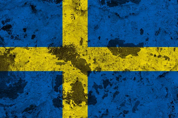 Sweden flag on old wall