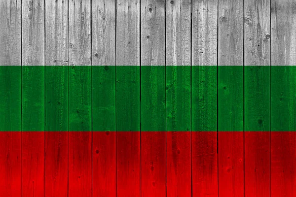 bulgaria flag painted on old wood plank