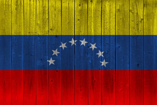 venezuela flag painted on old wood plank