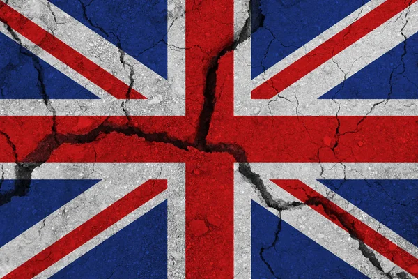 United Kingdom flag on the cracked earth