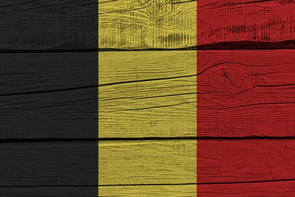 Belgium flag painted on old wood plank