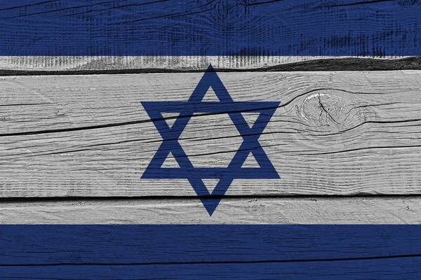 Israel flag painted on old wood plank