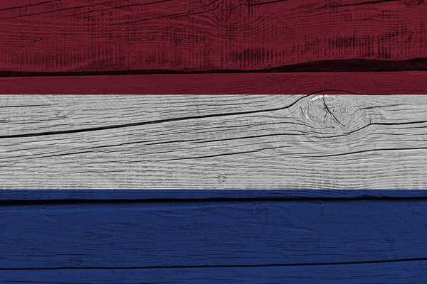 netherlands flag painted on old wood plank