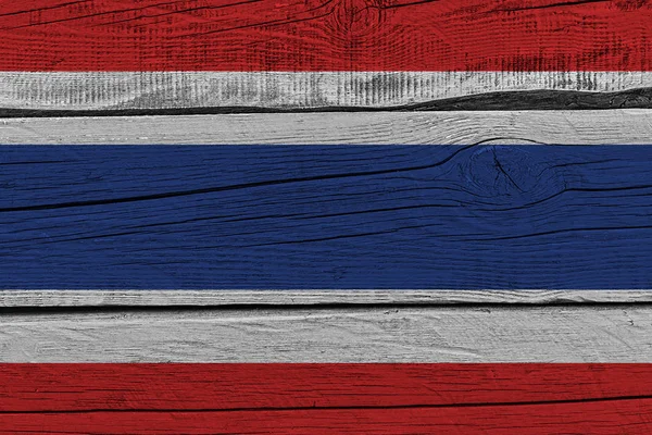 Thailand flag painted on old wood plank