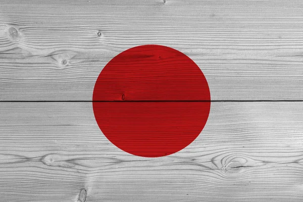 Japan flag painted on old wood plank