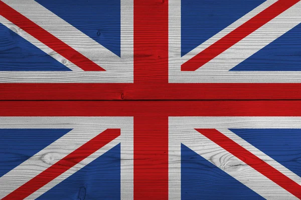 United Kingdom flag painted on old wood plank