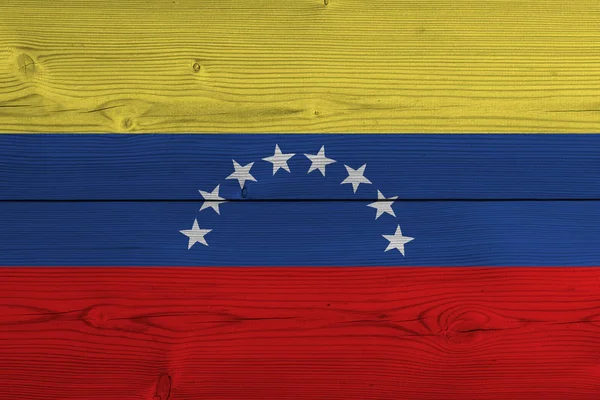venezuela flag painted on old wood plank