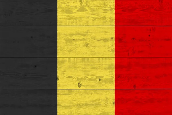Belgium flag painted on old wood plank