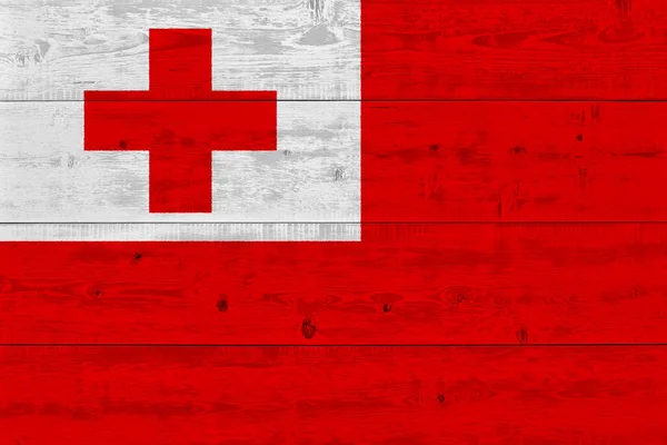 Tonga flag painted on old wood plank