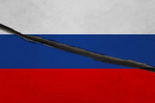 russia flag cracked