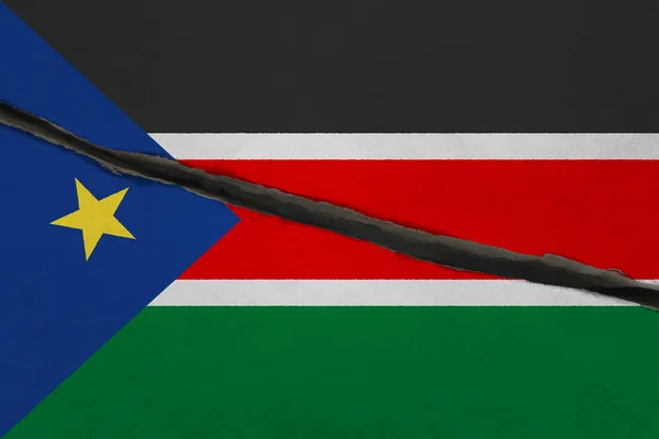 South Sudan flag cracked