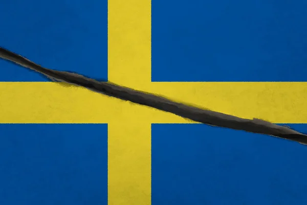 Sweden flag cracked