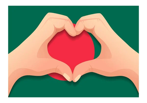 Bangladesh flag and hand heart shape
