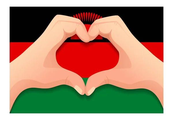 Malawi flag and hand heart shape