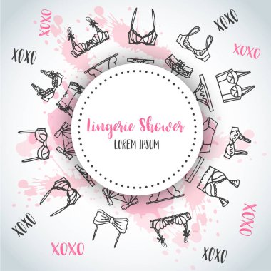 Bridal Shower invitation Lingerie Fashion bra and pantie. Web header template Vector illustration Lingeries clipart