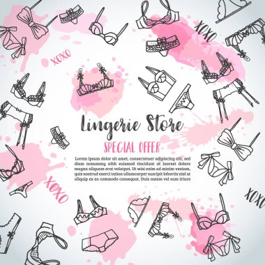 Lingerie horizontal banners Fashion bra and pantie. Web header template Vector illustration Lingeries clipart
