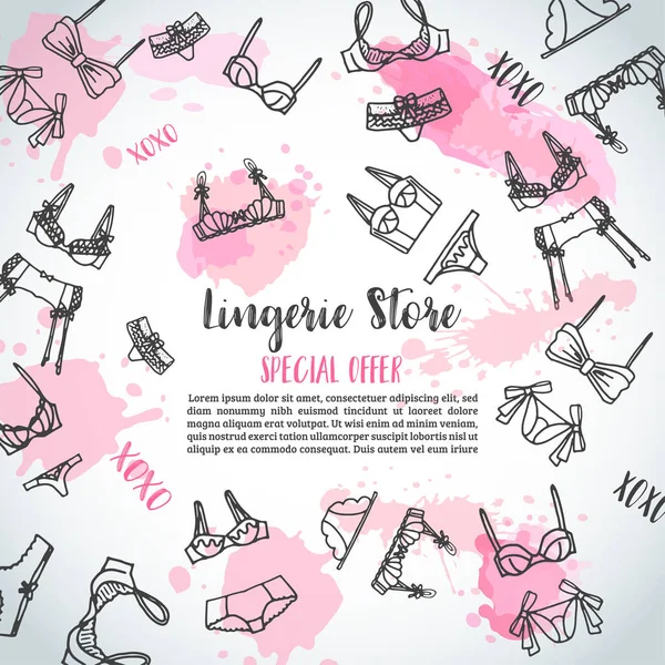 Lingerie banners horizontais sutiã de moda e pantie. Modelo de cabeçalho Web Ilustração vetorial Lingeries —  Vetores de Stock