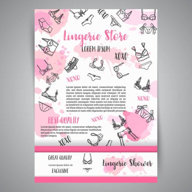 Lingerie Fashion bra and pantie newsletter. Vector clipart