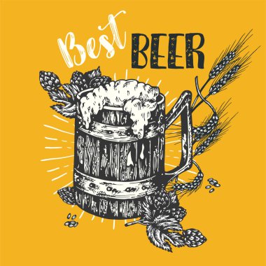 Vintage zanaat bira posteri vektör gravür resmi web, oktoberfest Yazdır, yerel pub menü için davet için. Vektör