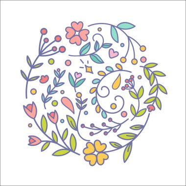 Çiçek dekor seti. Farklı vektör botanik dekor elemanları. Line Stroke bitki ve çiçekler Basit çiçek grafik tasarım gelişir