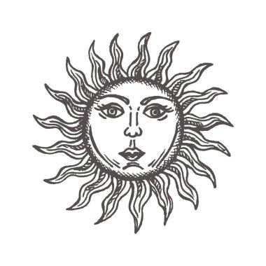 El oymalı vektör astroloji sembolü olarak biçimlendirilmiş güneş.