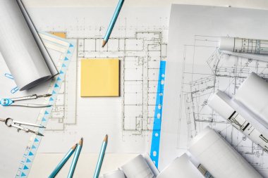 İşyeri mimar - rulo ve planları.