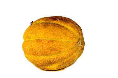 Beyaz arka plan üzerinde izole kavun. Metin için yer kopyalayın