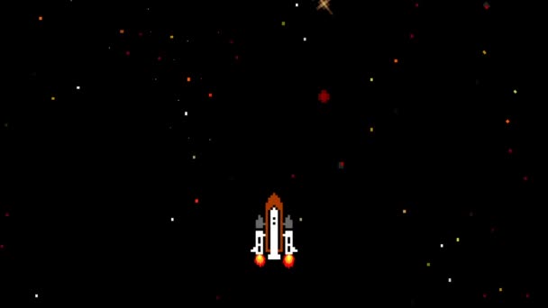 Space Shuttle Flying Old Video Game Style — Stock Video