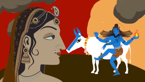 Lord Shiva Nandi Och Parvati — Stockvideo