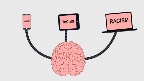 Hersenen Ontvangen Een Racisme Van Media — Stockvideo