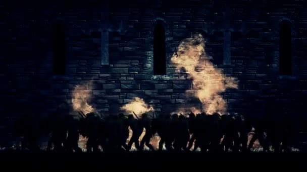 骑士军进军教堂 — 图库视频影像