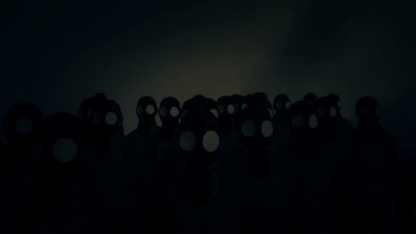 核大屠杀中防毒面具的人 — 图库视频影像