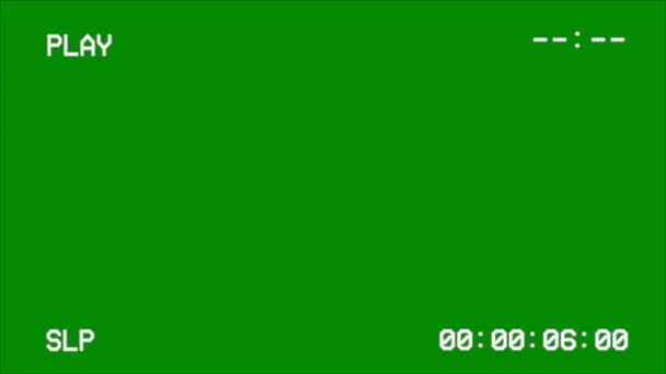 一个绿色屏幕上的 Vcr Vhs 屏幕界面 — 图库视频影像