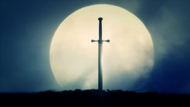 在满月背景下的剑宝剑 — 图库视频影像