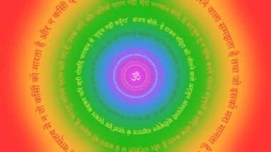Sanskritçe renkli Bhagavad Gita'da Hintçe ifadeler