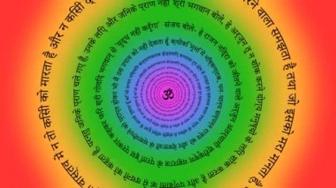 Sanskritçe metinlerden Bhagavad Gita ile renkli Mandala