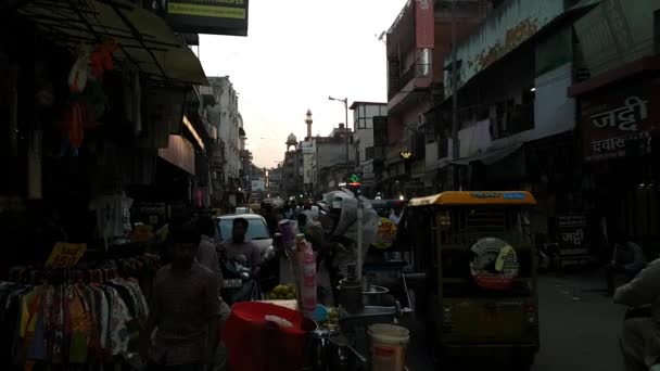 Busy Street Delhi Main Bazar Índia — Vídeo de Stock